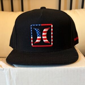 Hurley Black Hat with Flag Emblem